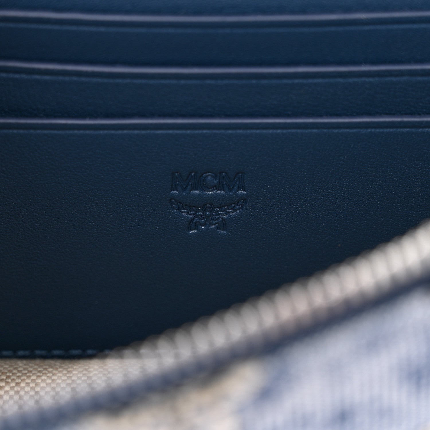 MCM Vintage Jacquard Monogram Mini Tracy Crossbody Blue 6 of 9