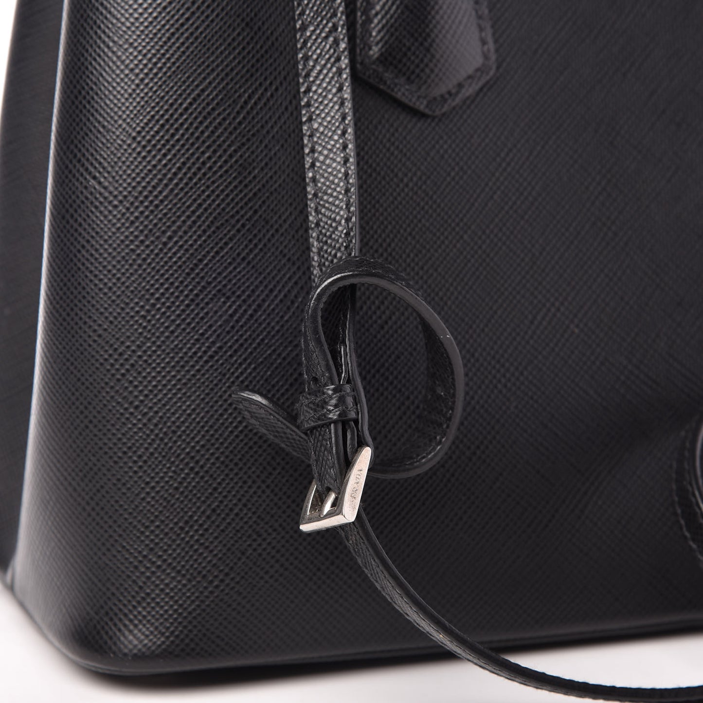 Saffiano Cuir Small Double Bag Black Chrome