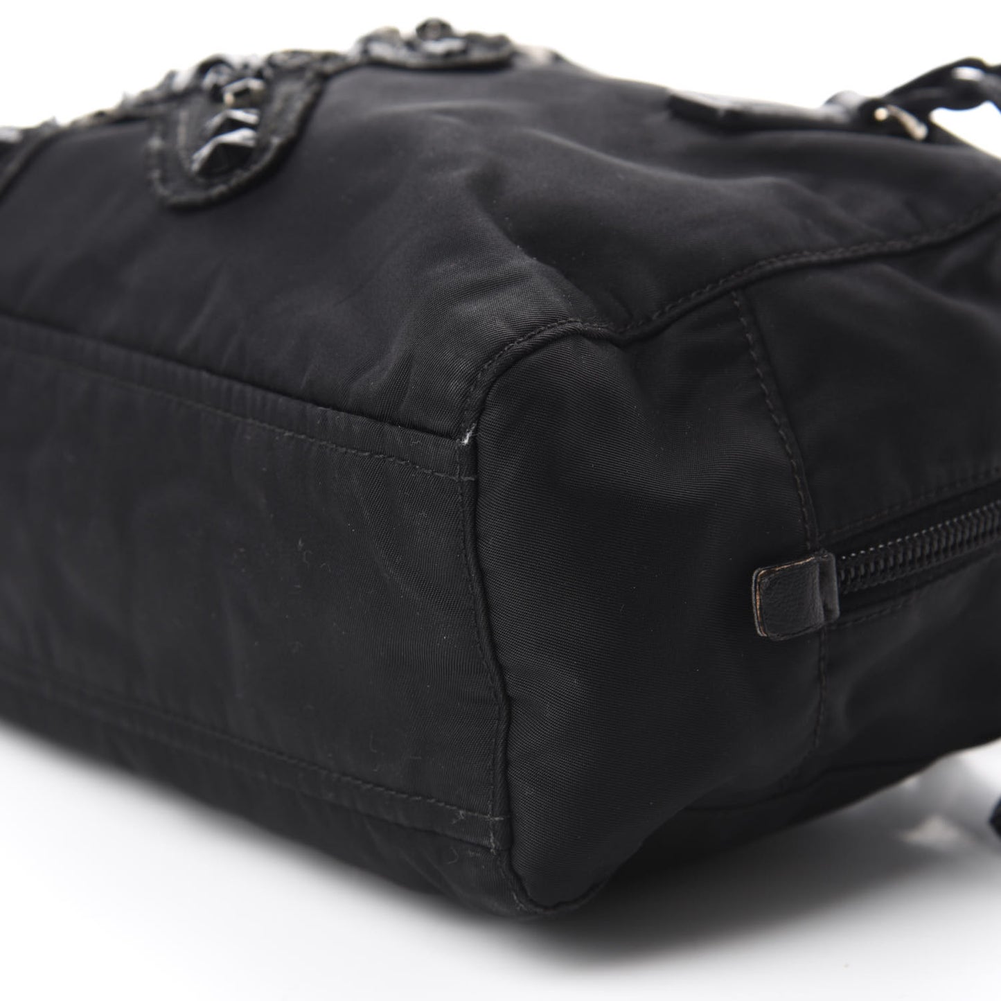 Tessuto Nylon Raso Bear Mini Handle Bag Black
