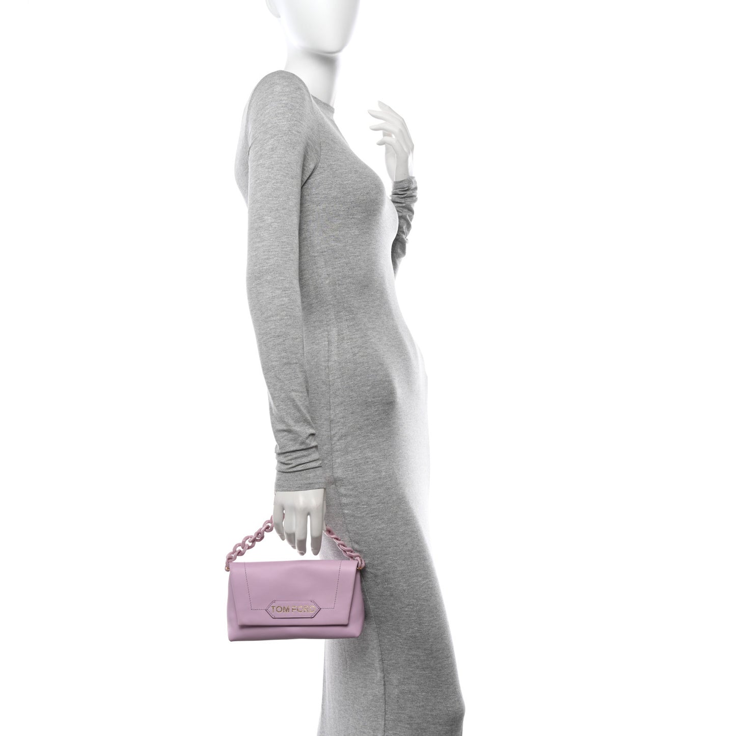 Shiny Calfskin Mini Label Chain Shoulder Bag Lilac