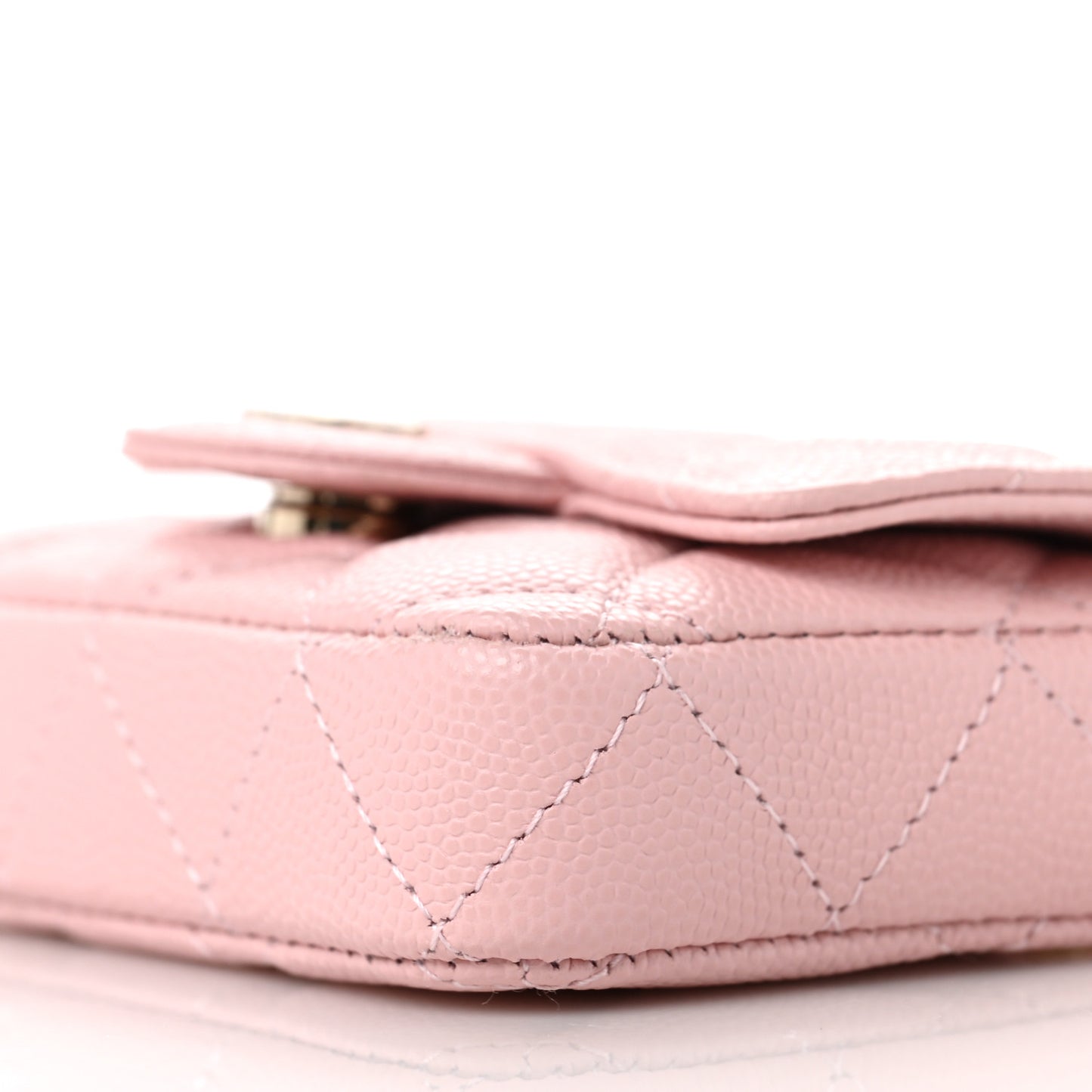 Caviar Quilted Flap Chain Waist Bag Pink