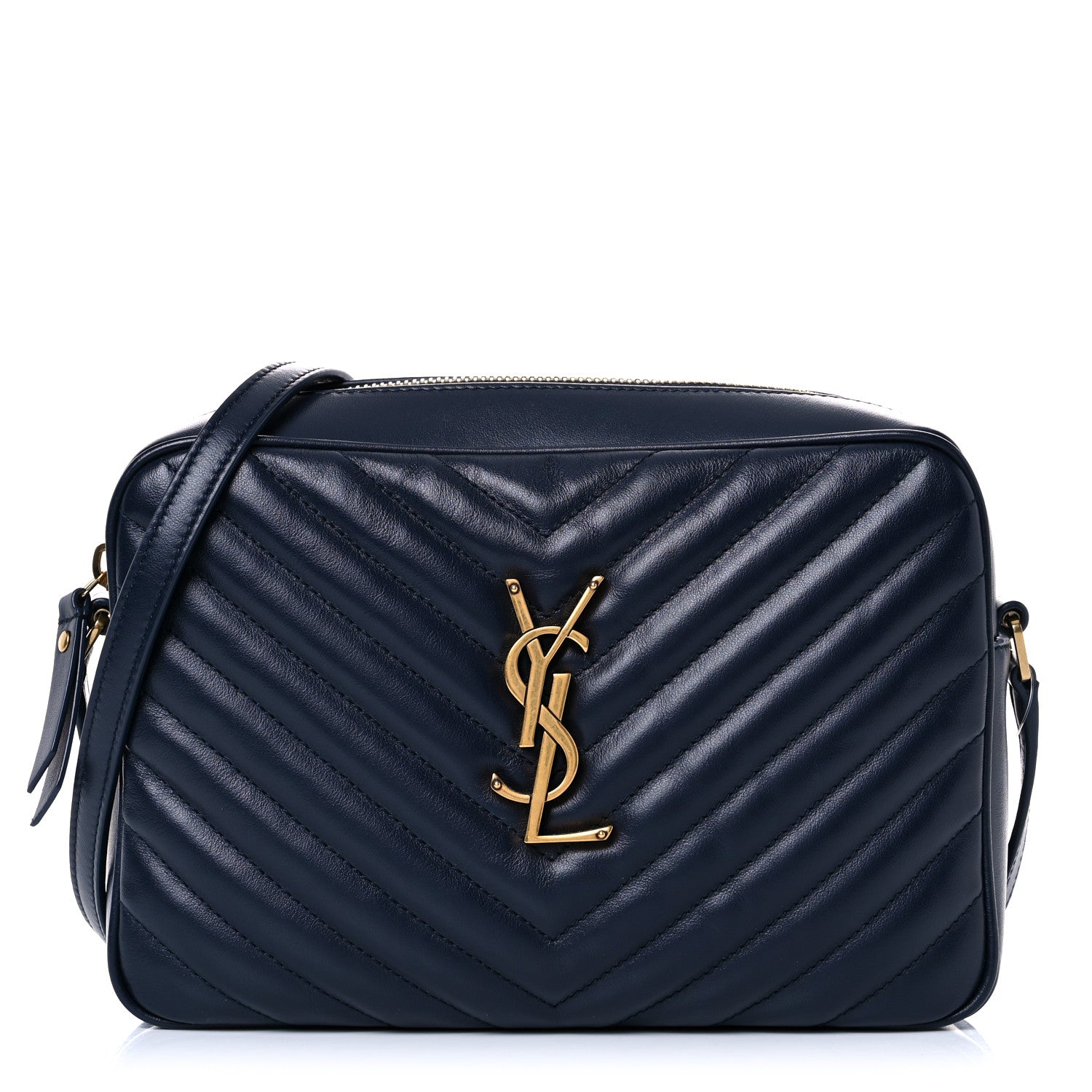 Saint Laurent Calfskin Matelasse Monogram Lou Camera Bag Navy 1 of 12