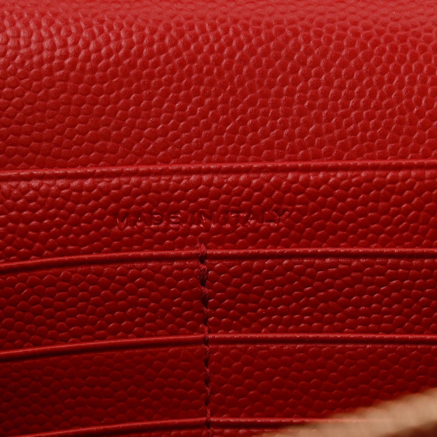 Grain De Poudre Matelasse Chevron Monogram Chain Wallet Red