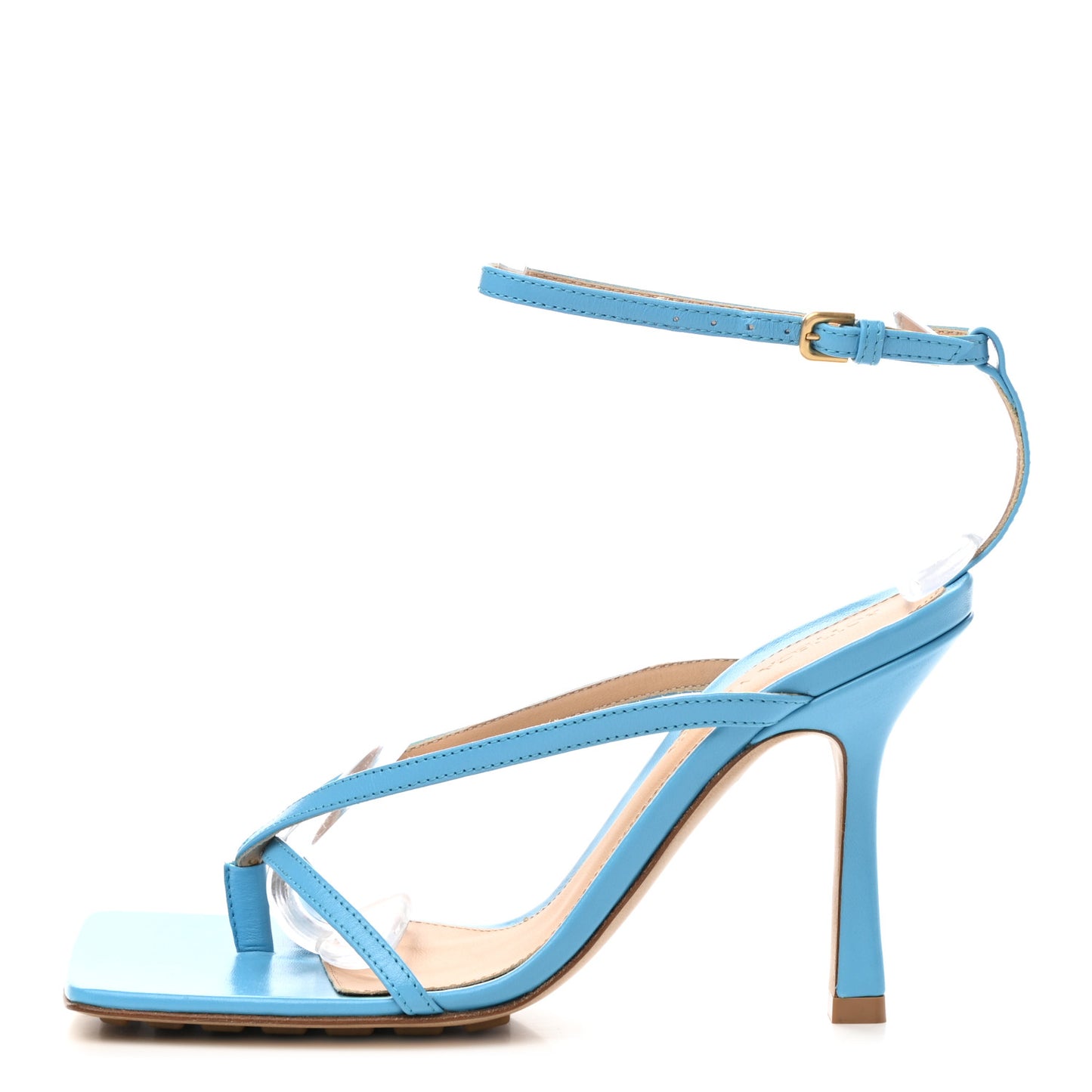 Lambskin Stretch Multi Strap 90mm Sandals 35.5 Sky Blue