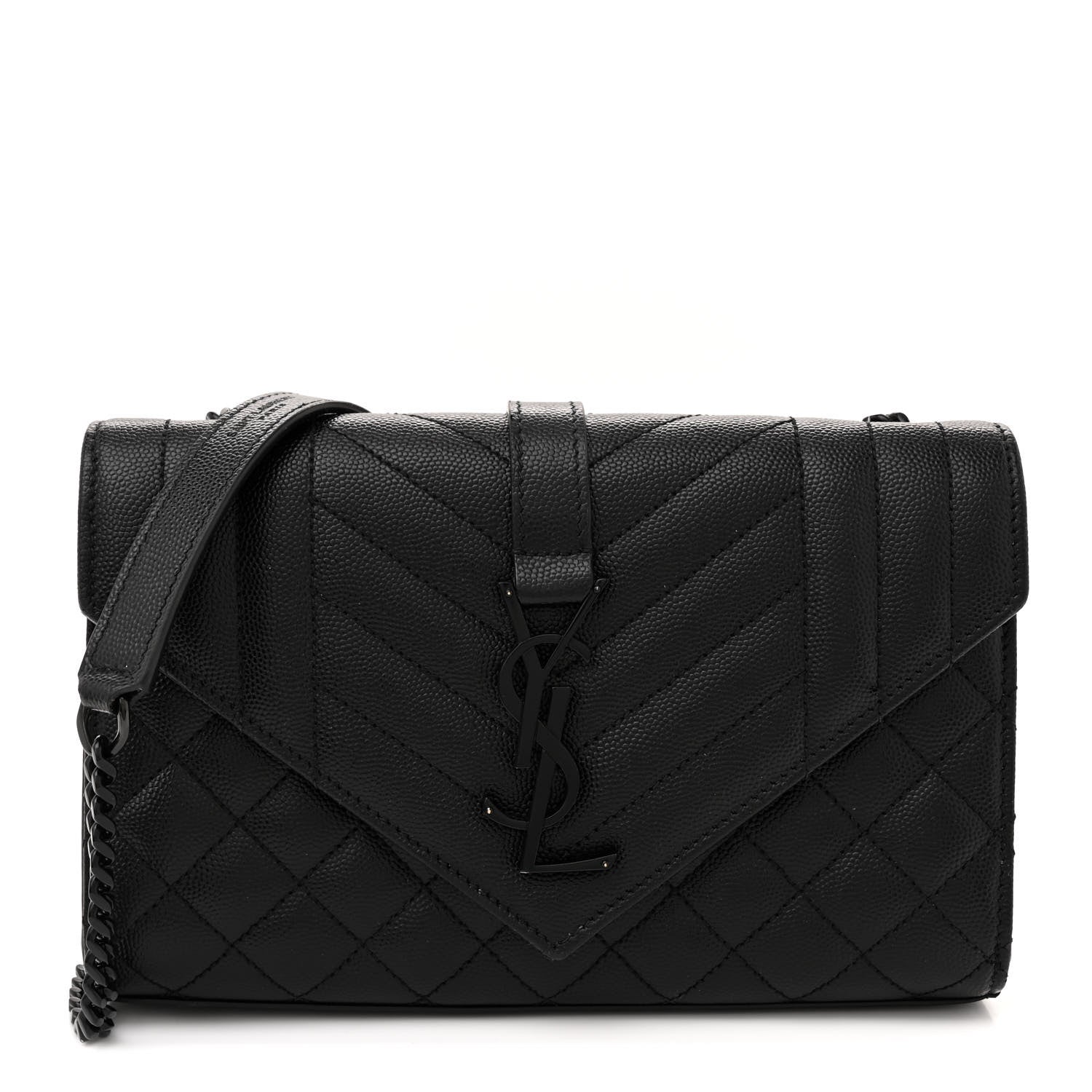 Saint Laurent Grain De Poudre Textured Mixed Matelasse Triquilt Small Monogram Monochrome Satchel Black 1 of 12