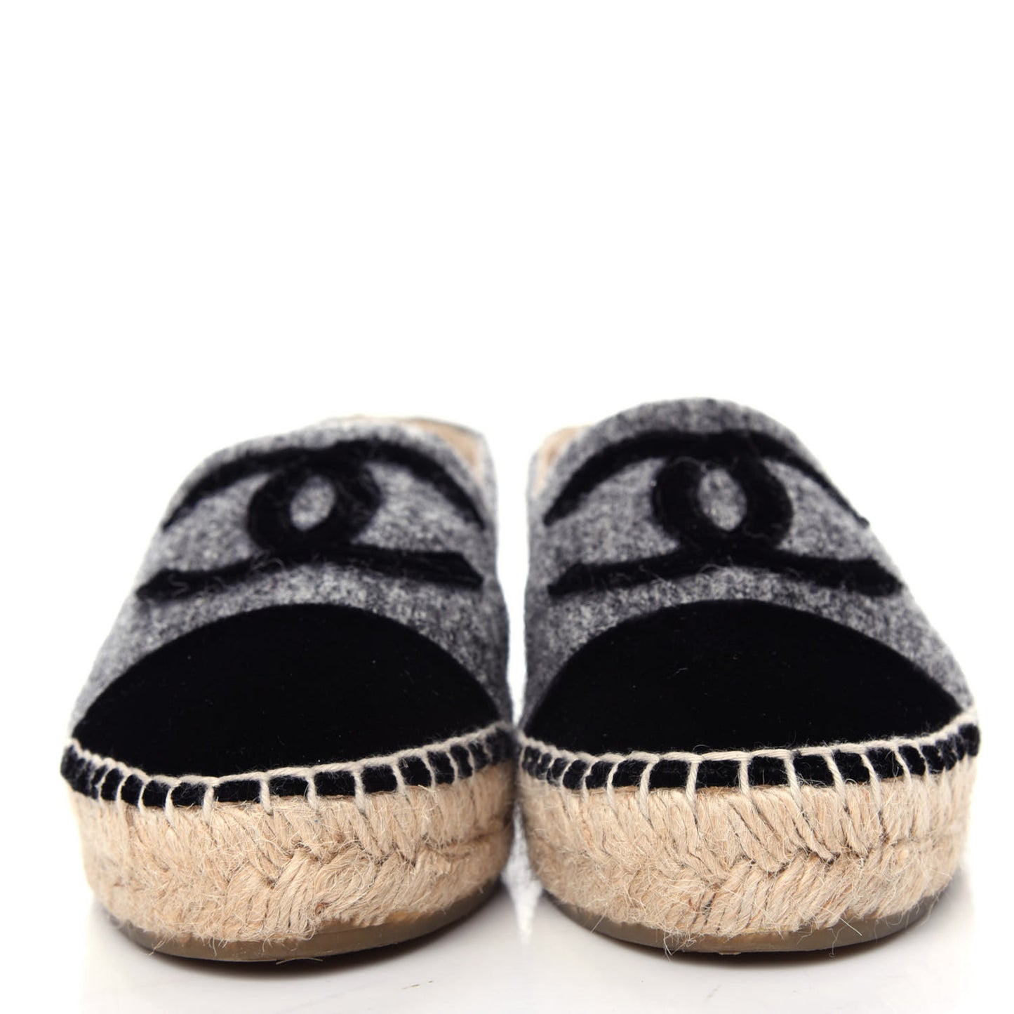 Tweed Velvet CC Espadrilles 35 Grey Black