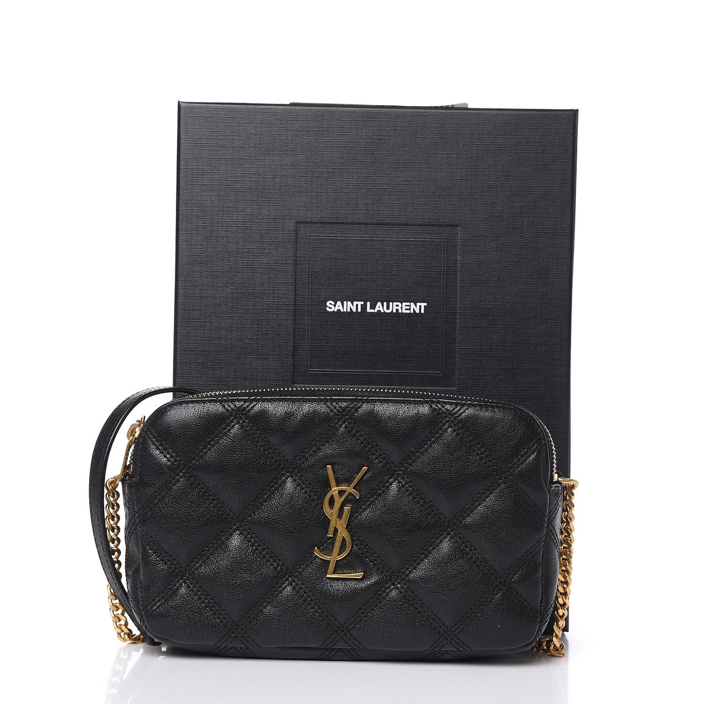 Grained Lambskin Quilted Mini Becky Double Zip Bag Black
