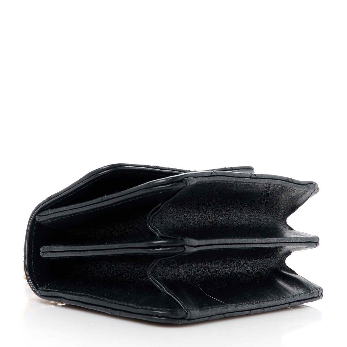 Lambskin Quilted Chain Top Handle Clutch With Chain Black