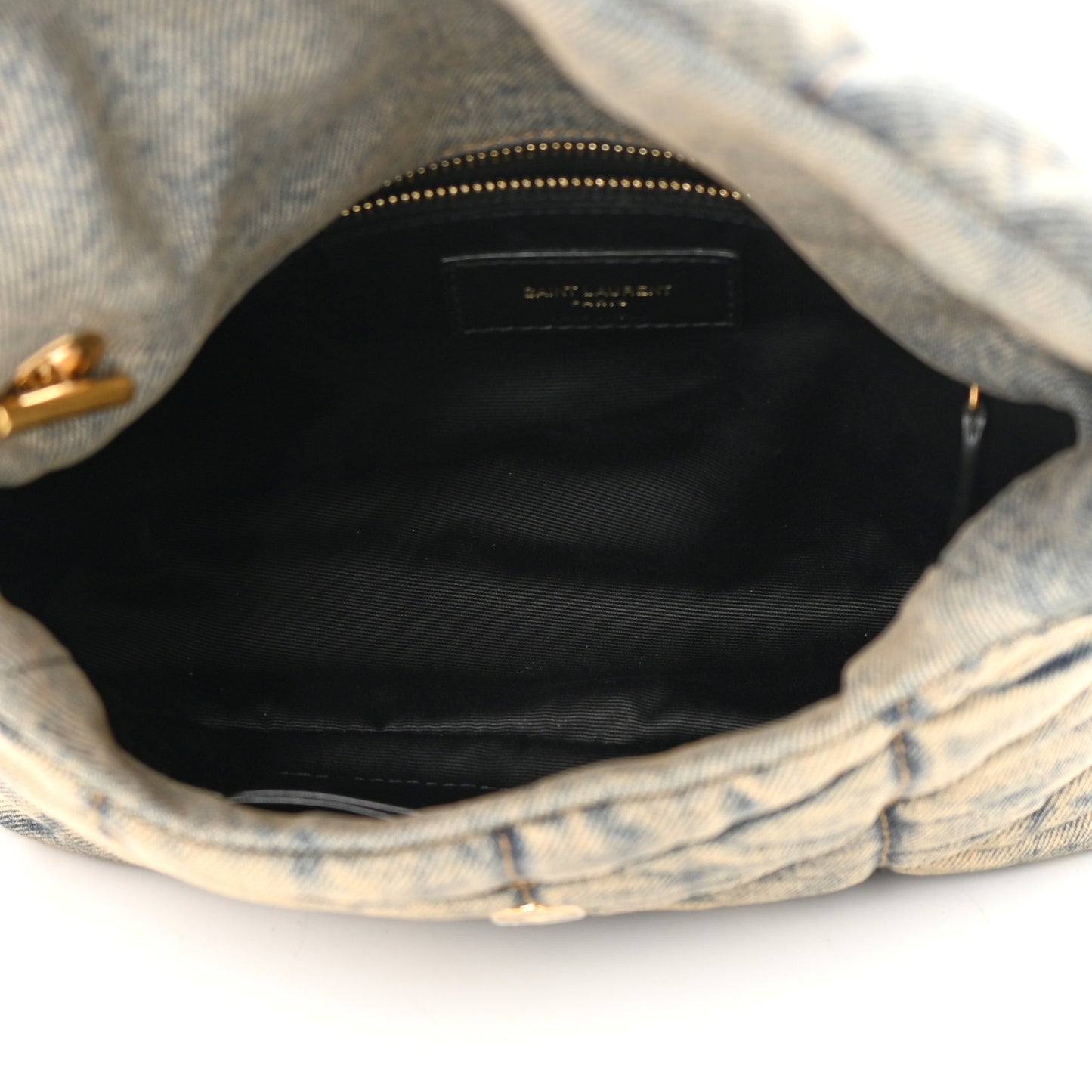 Denim Quilted Toy Loulou Puffer Monogram Chain Satchel Blue Cinnamon
