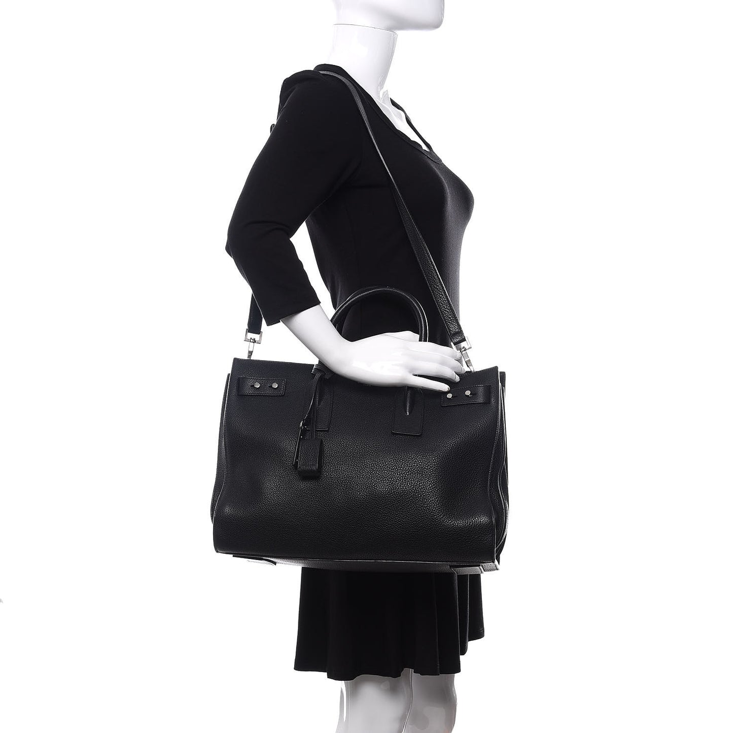 Grained Calfskin Medium Souple Sac De Jour Black