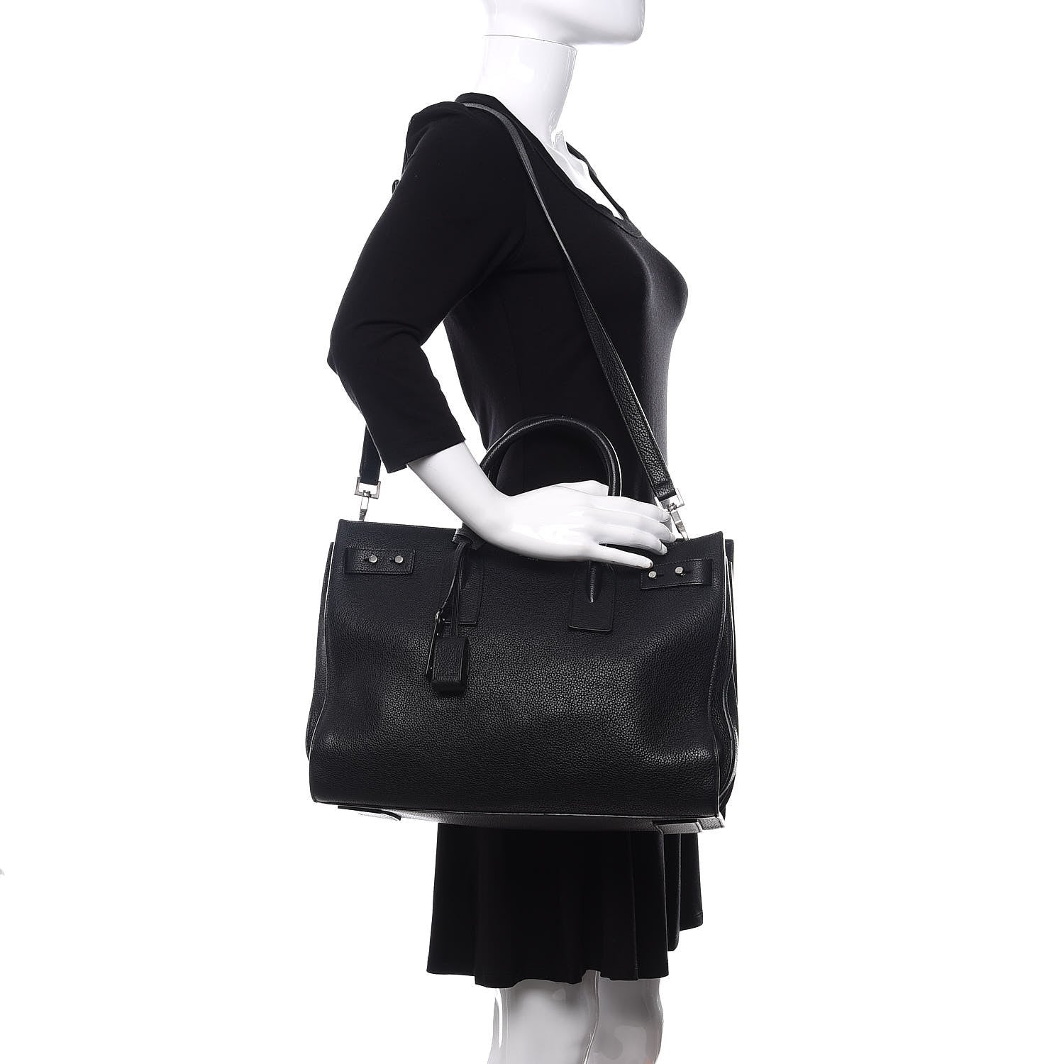 Saint Laurent Grained Calfskin Medium Souple Sac De Jour Black 2 of 13