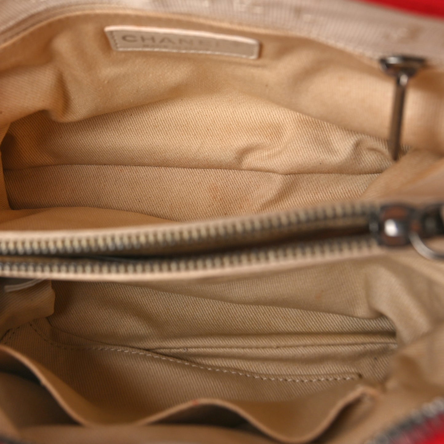 Shiny Sheepskin Quilted Small Shopping Tote Red