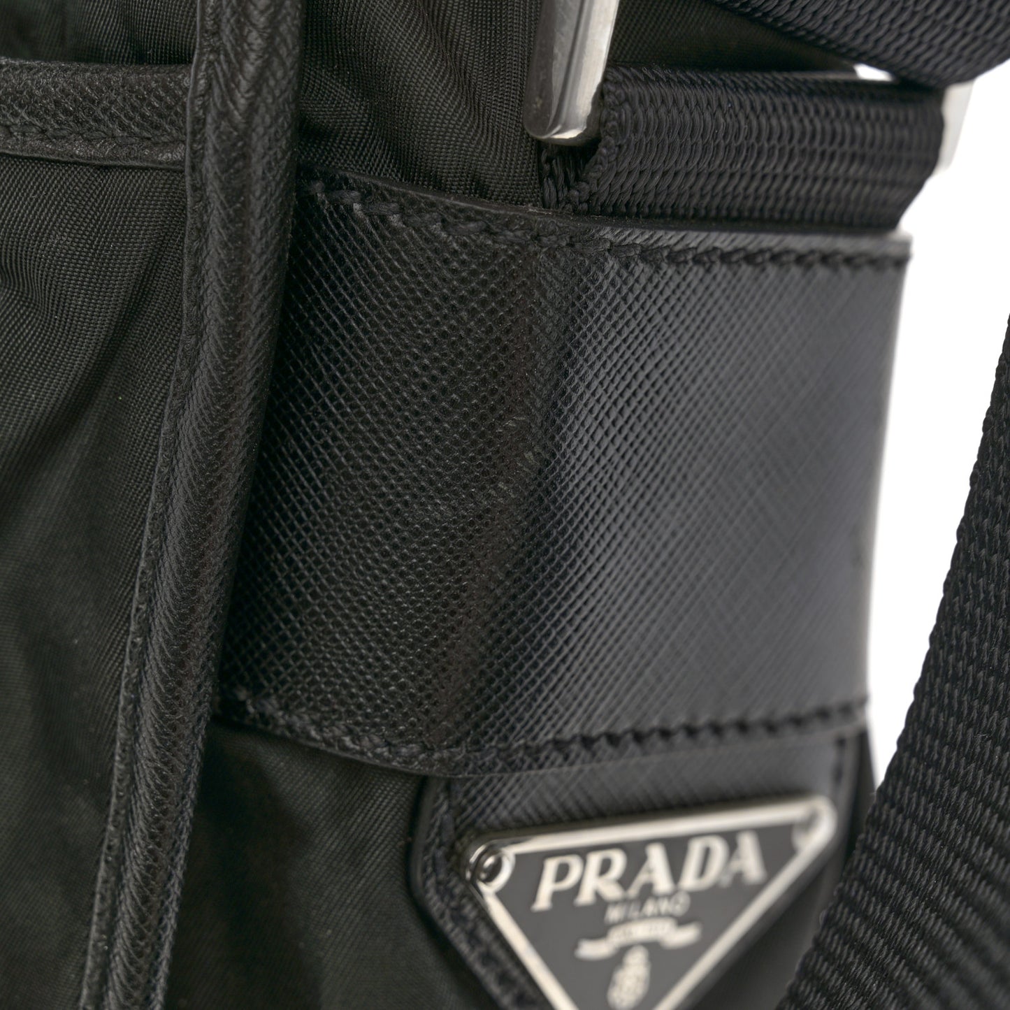 Tessuto Nylon Saffiano Logo Messenger Bag Black