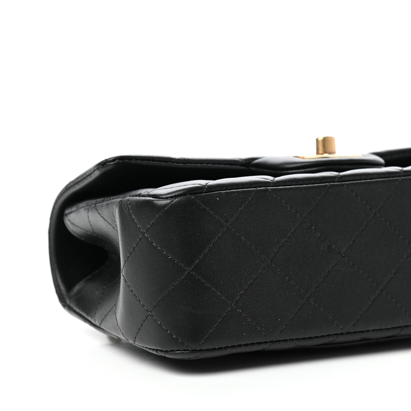Lambskin Quilted Mini Top Handle Rectangular Flap Black