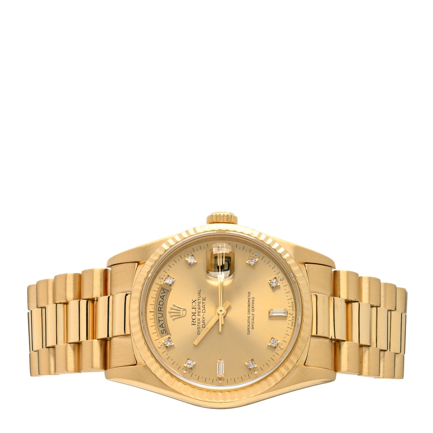 18K Yellow Gold Diamond 36mm Oyster Perpetual Day-Date President Watch Champagne 18238
