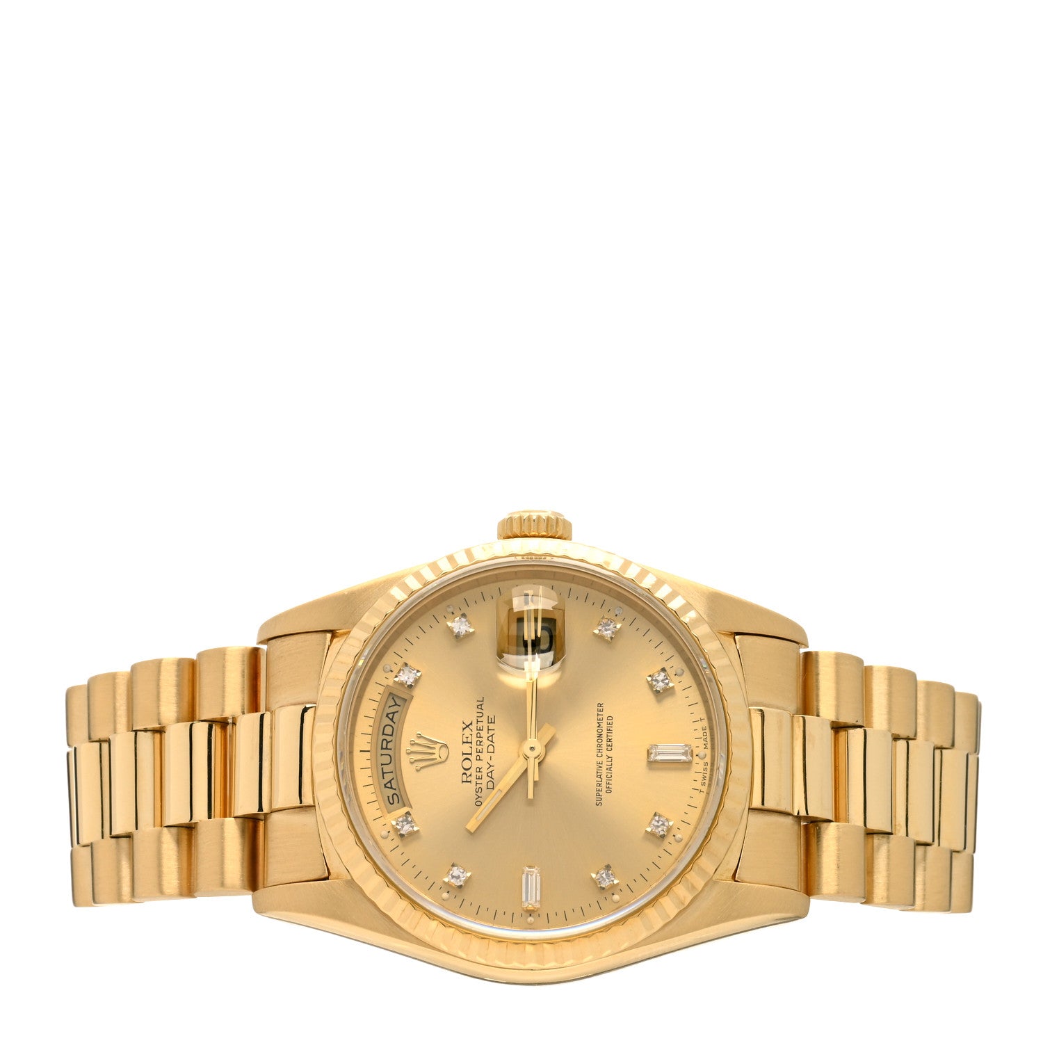 Rolex 18K Yellow Gold Diamond 36mm Oyster Perpetual Day-Date President Watch Champagne 18238 2 of 5