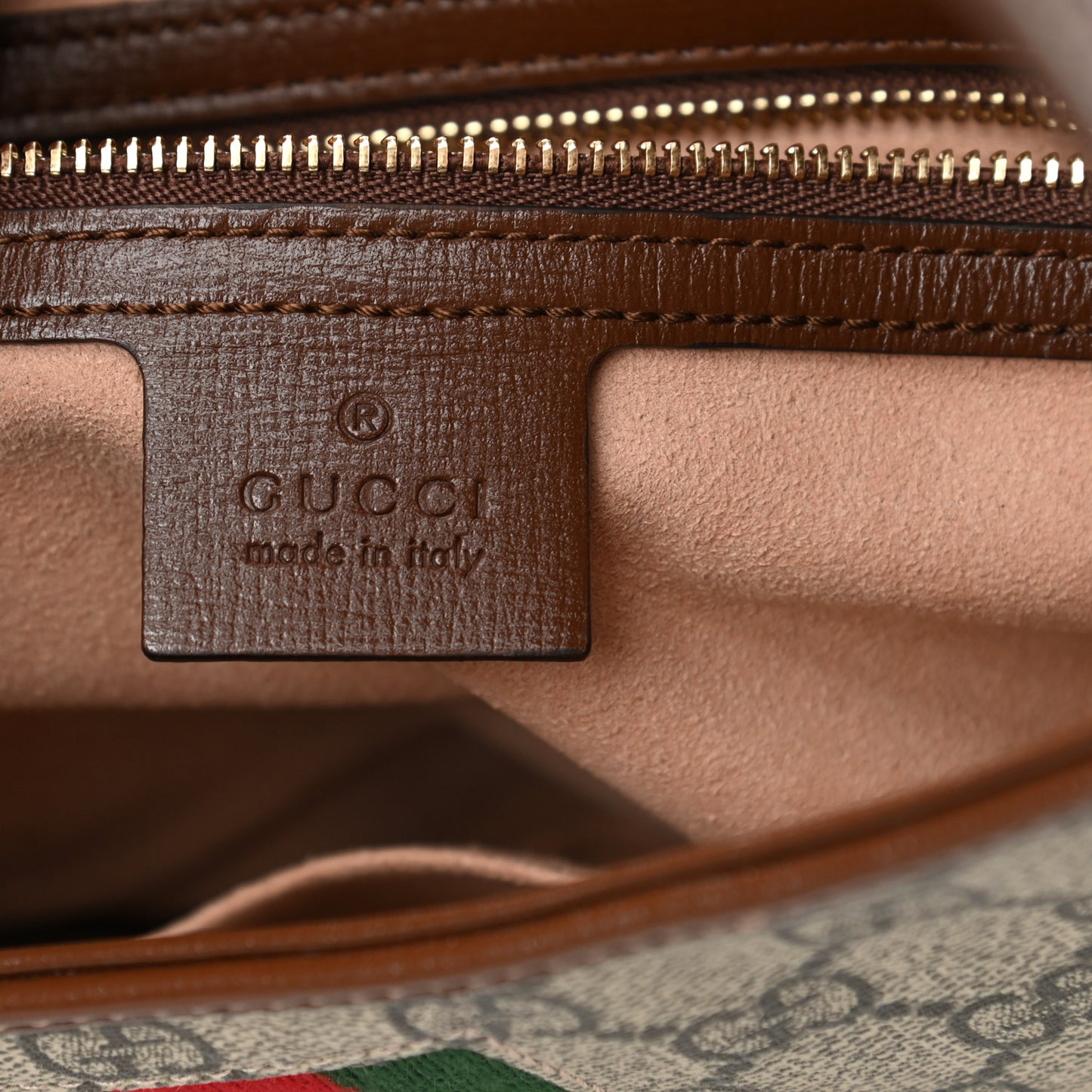 GG Supreme Monogram Azalea Calfskin Web Small Jackie 1961 Hobo Beige Ebony Brown Sugar
