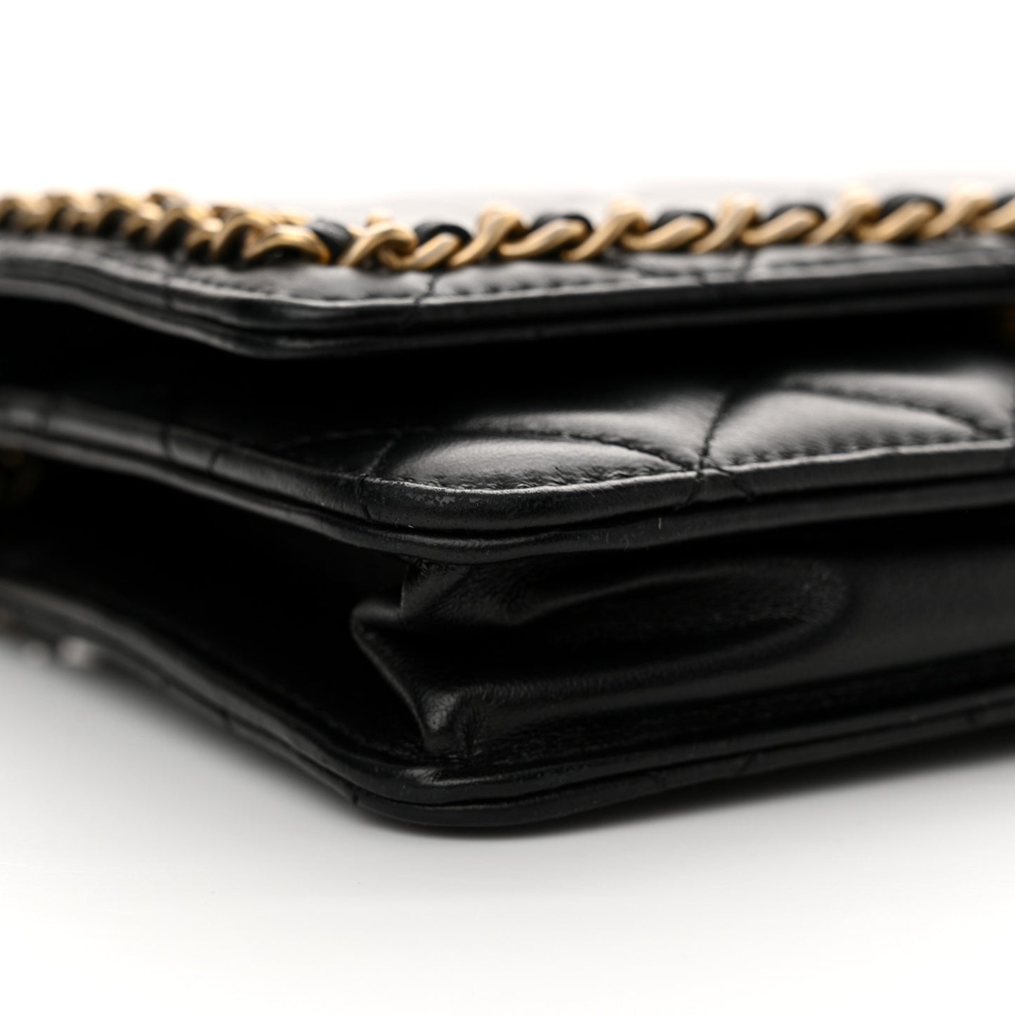 Lambskin Quilted Chain Around Wallet On Chain WOC Black