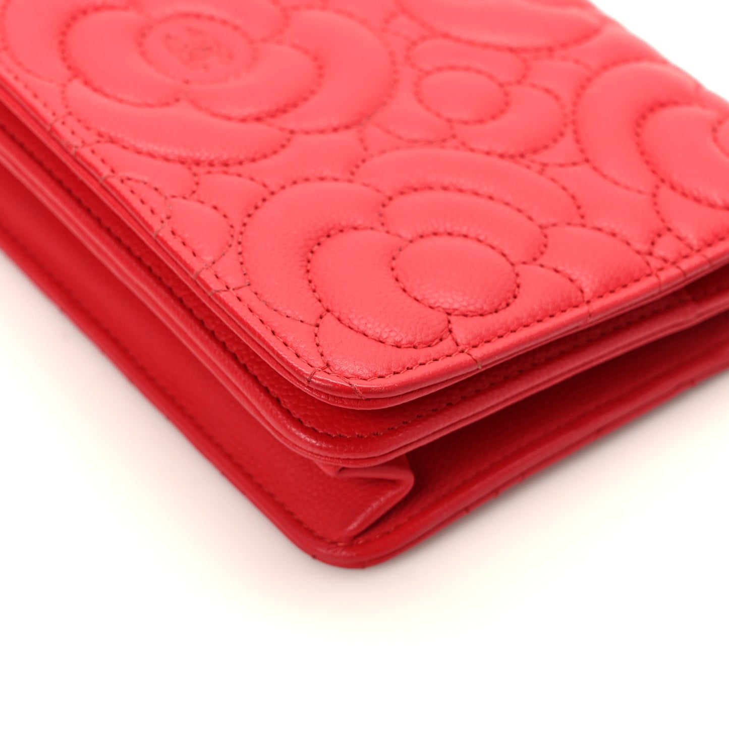 Caviar Camellia Embossed Wallet On Chain WOC Red