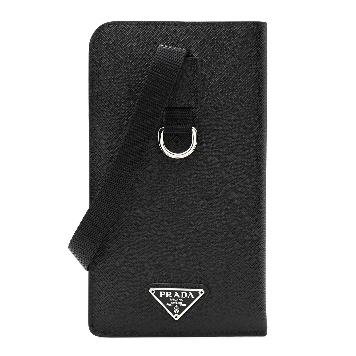 Saffiano Lanyard Card Case Black