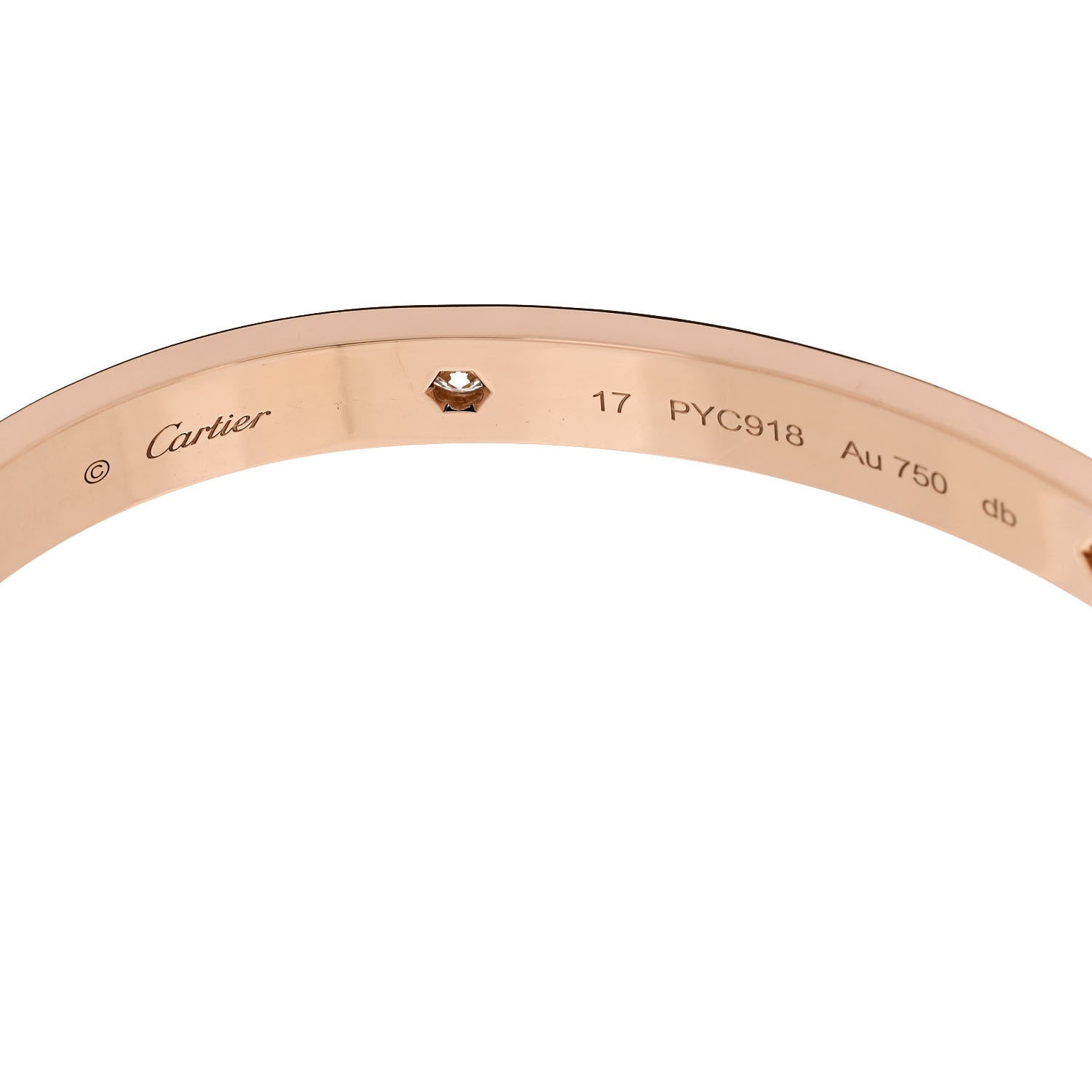 Cartier 18K Pink Gold 4 Diamond LOVE Bracelet 17 4 of 6