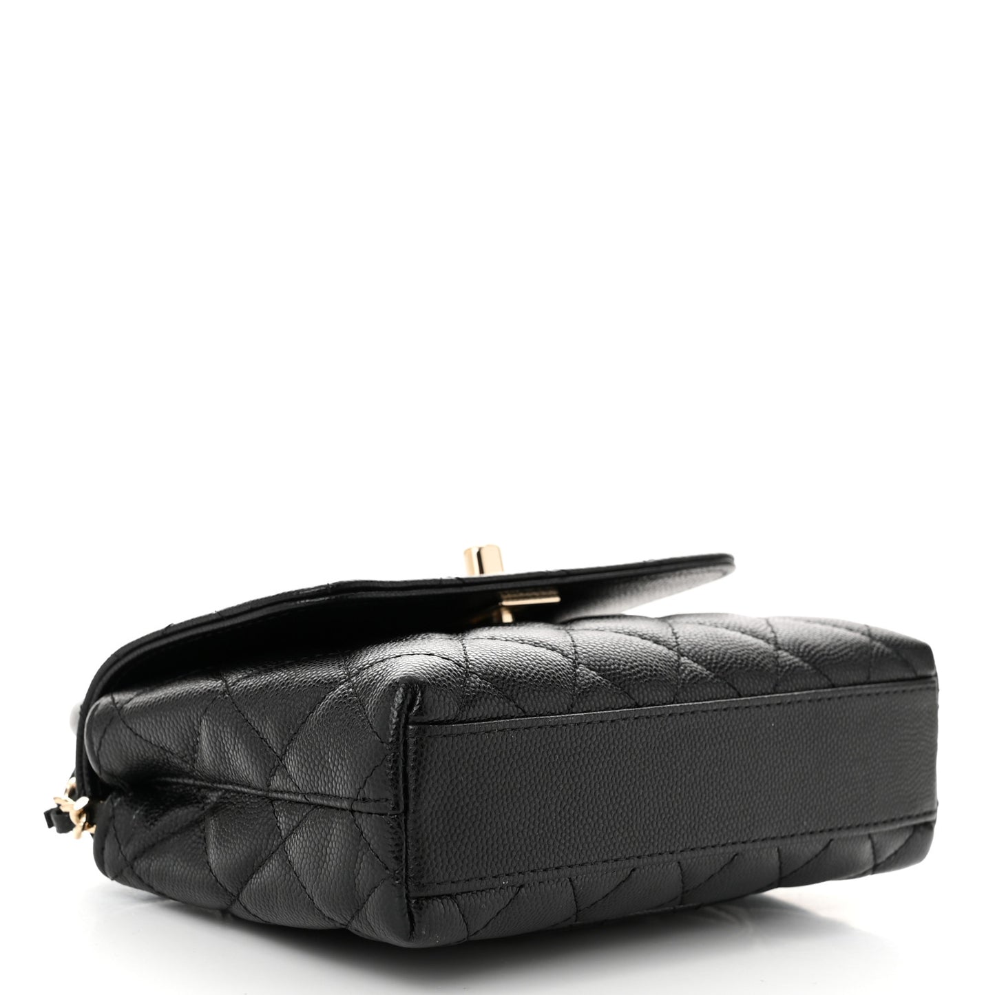 Caviar Quilted Coco Handle Clutch With Chain Black