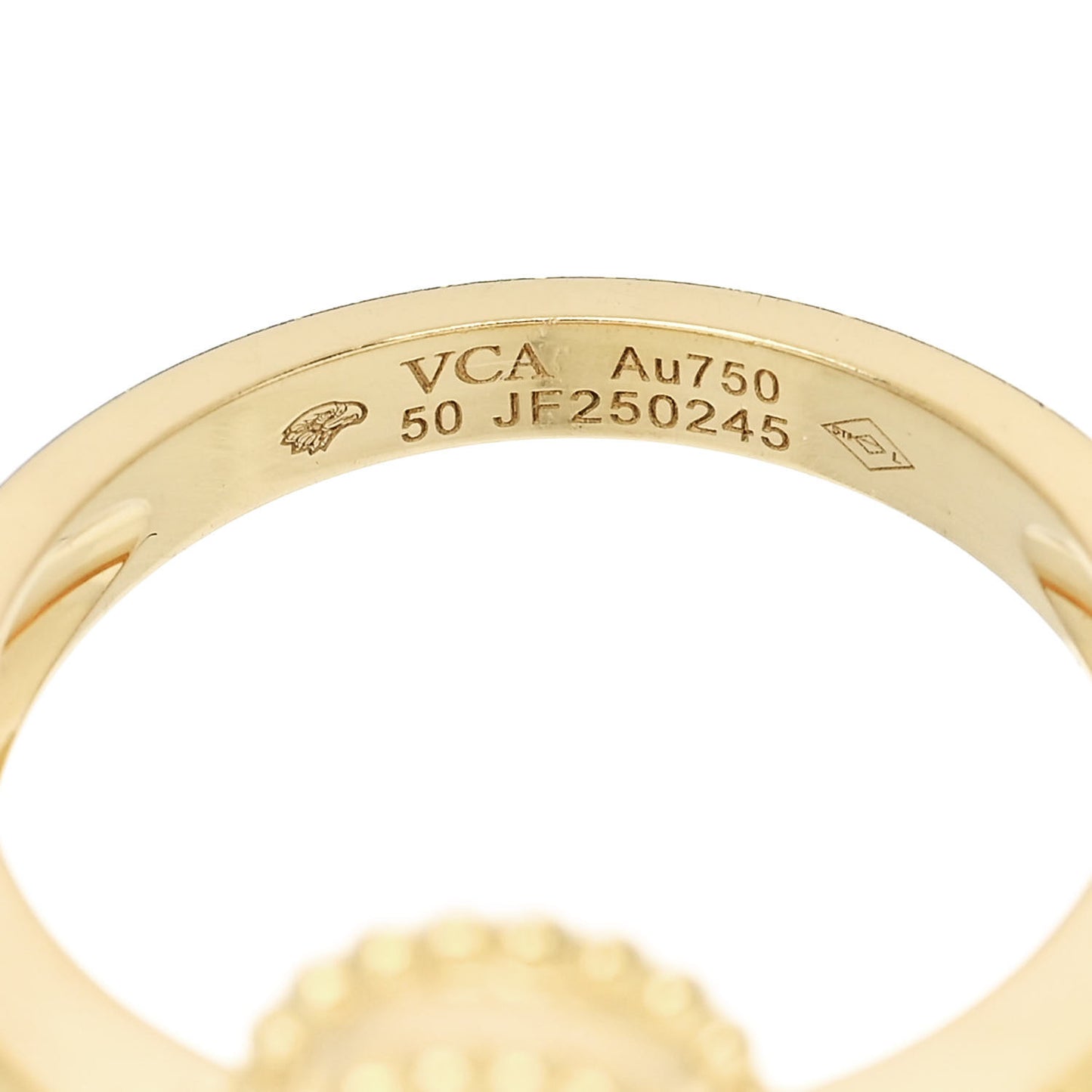 18K Yellow Gold Diamond Black Onyx Vintage Alhambra Ring 50 5.5