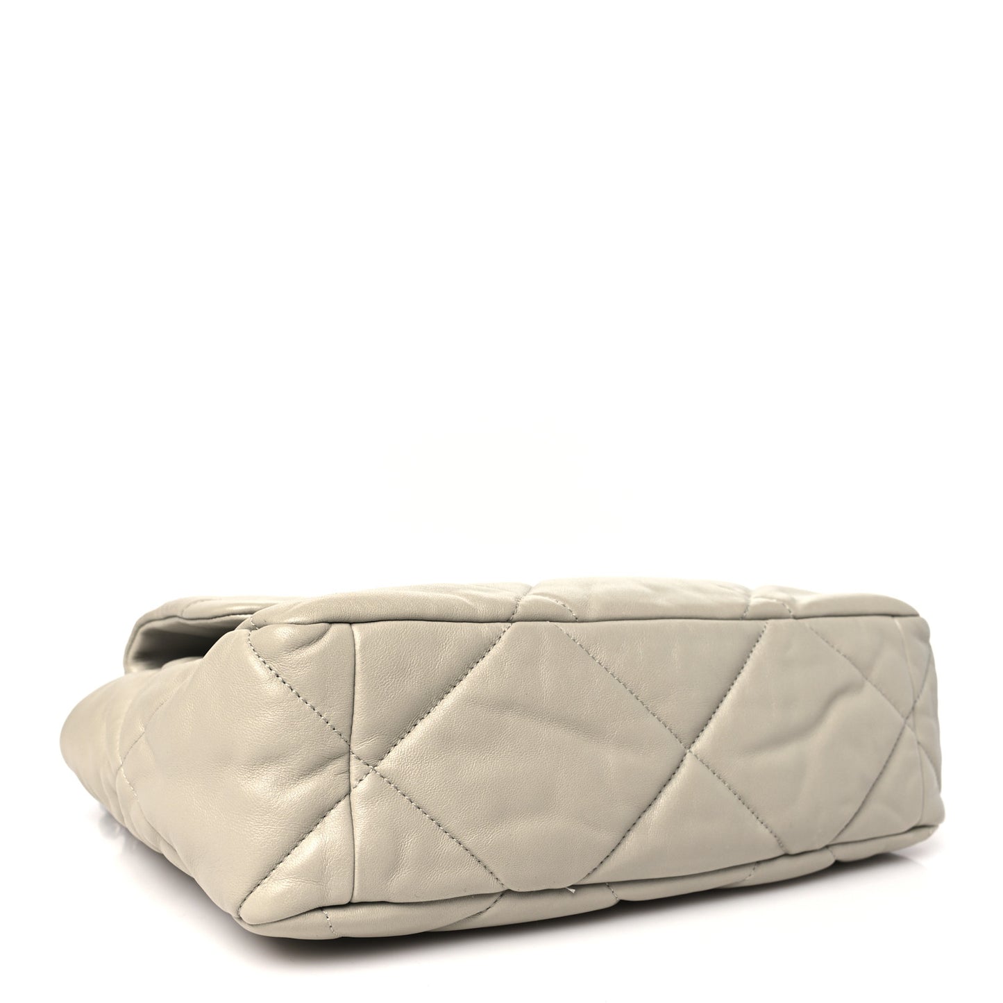 Lambskin Quilted Large Chanel 19 Flap Light Grey