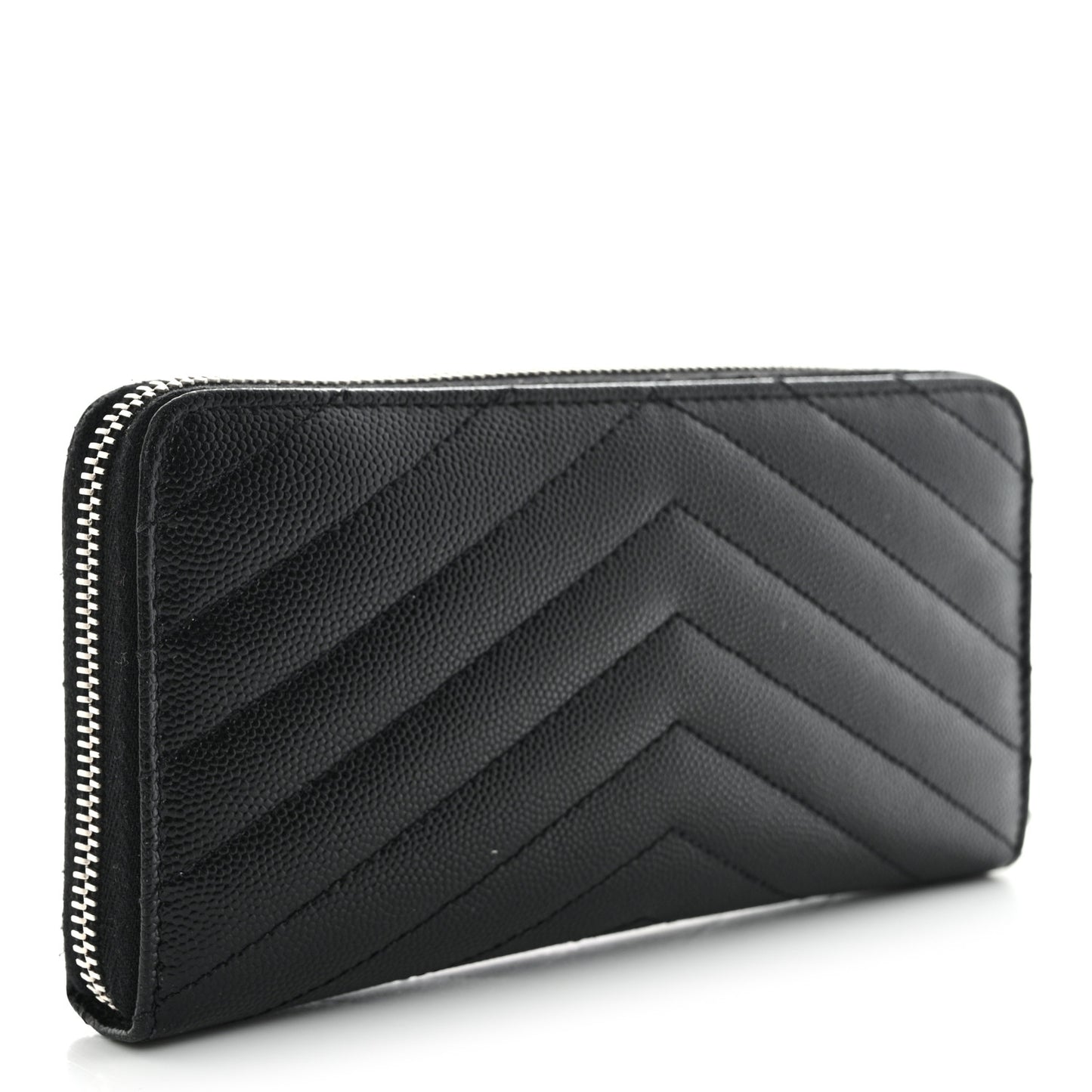 Grain De Poudre Matelasse Chevron Monogram Zip Around Wallet Black