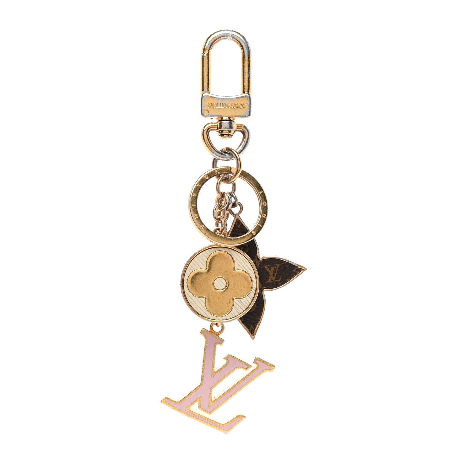 Louis Vuitton Metal Monogram Epi Spring Street Bag Charm Key Holder Gold 1 of 5