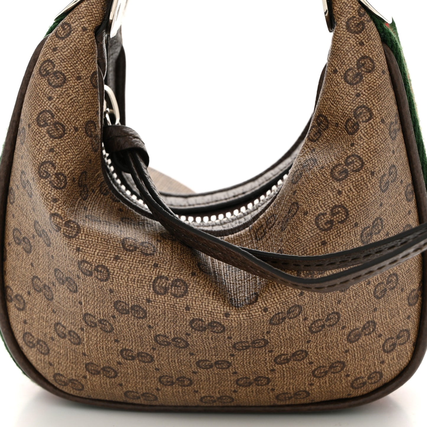 GG Supreme Monogram Textured Calfskin Web Mini Attache Hobo Beige Ebony New Acero