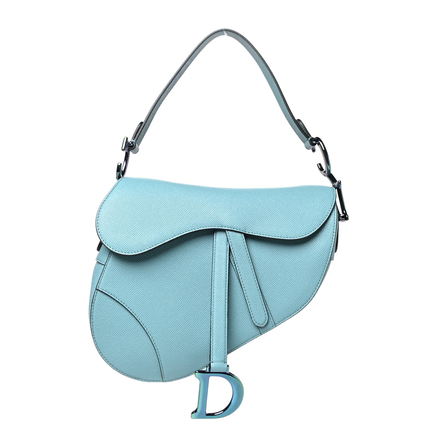 Christian Dior Grained Calfskin Saddle Bag Azure Blue 1 of 10