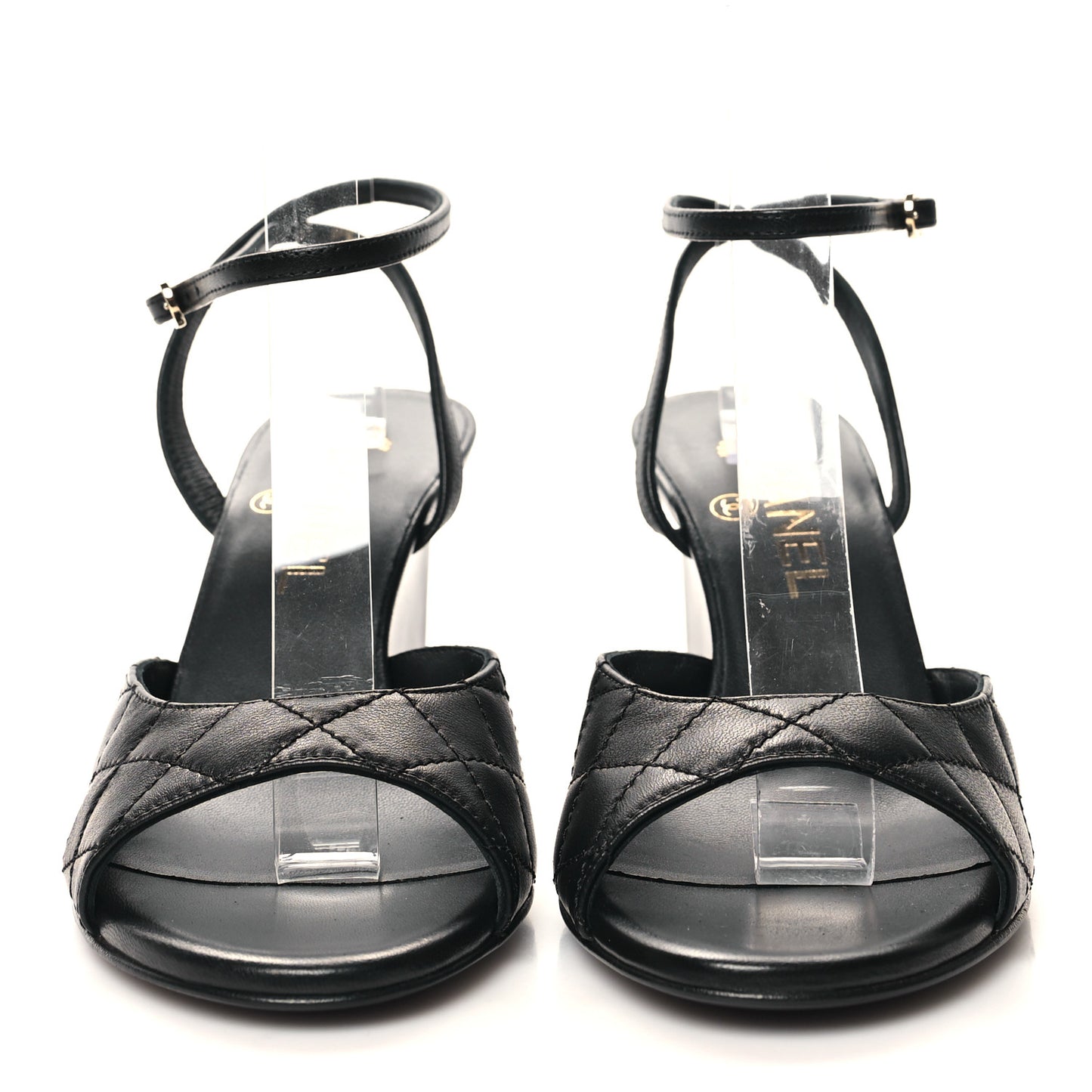 Lambskin Patent Quilted Wedge Sandals 36.5 Black