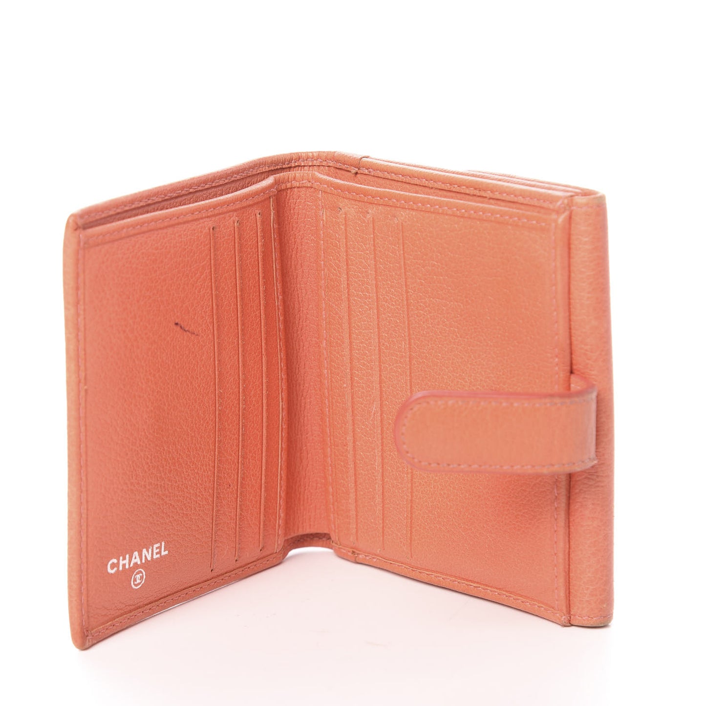Goatskin Camellia Embossed Card Holder Orange