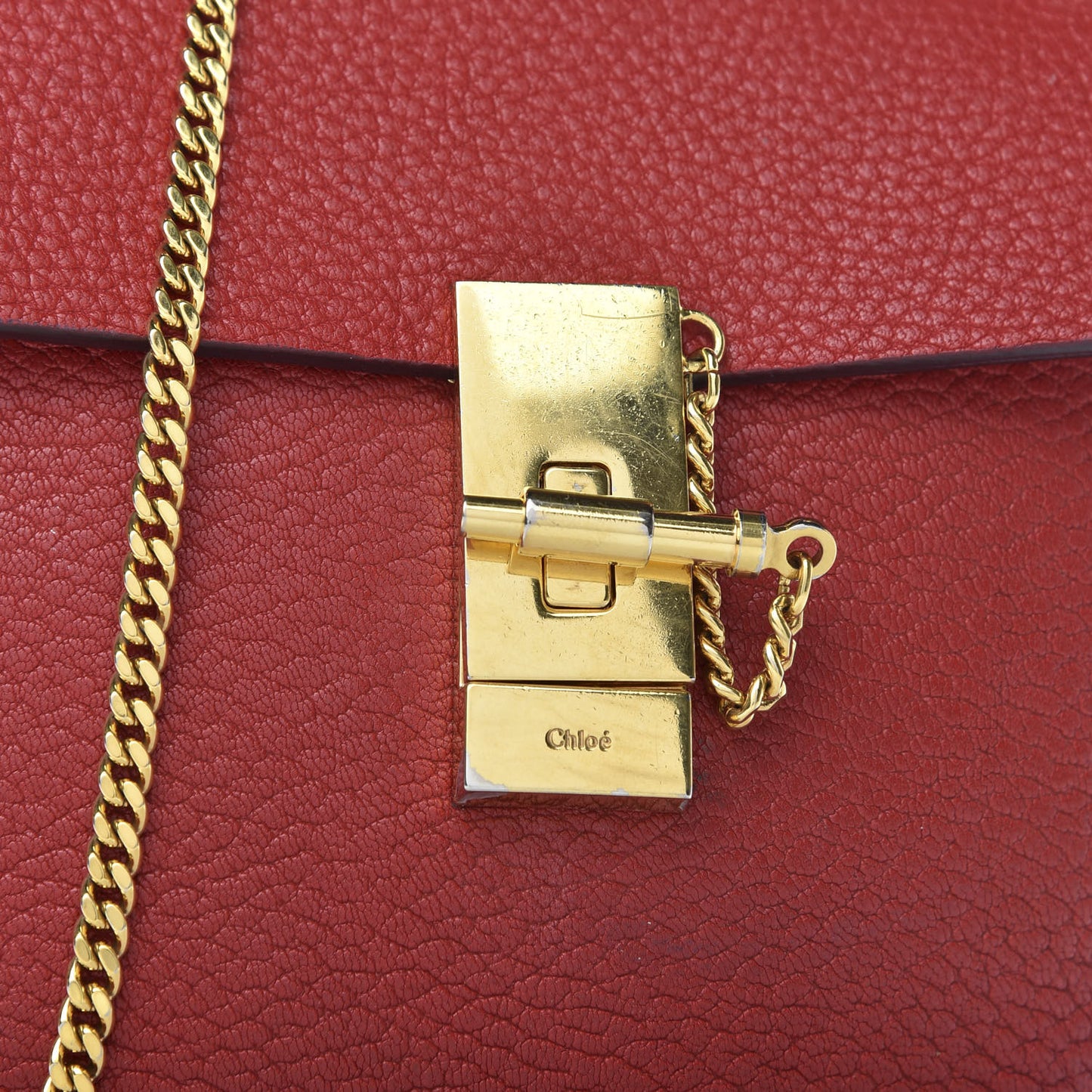 Grained Lambskin Mini Drew Shoulder Bag Plaid Red
