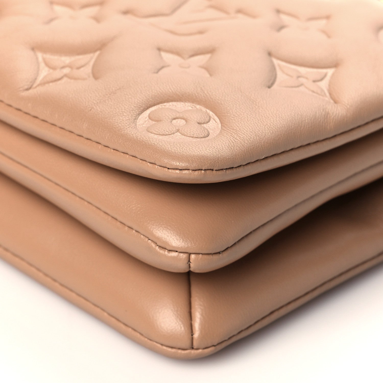 Louis Vuitton Lambskin Embossed Monogram Pochette Coussin Camel 8 of 9