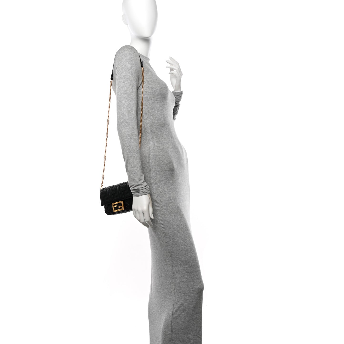 Nappa FF 1974 Embossed Mini Baguette Black