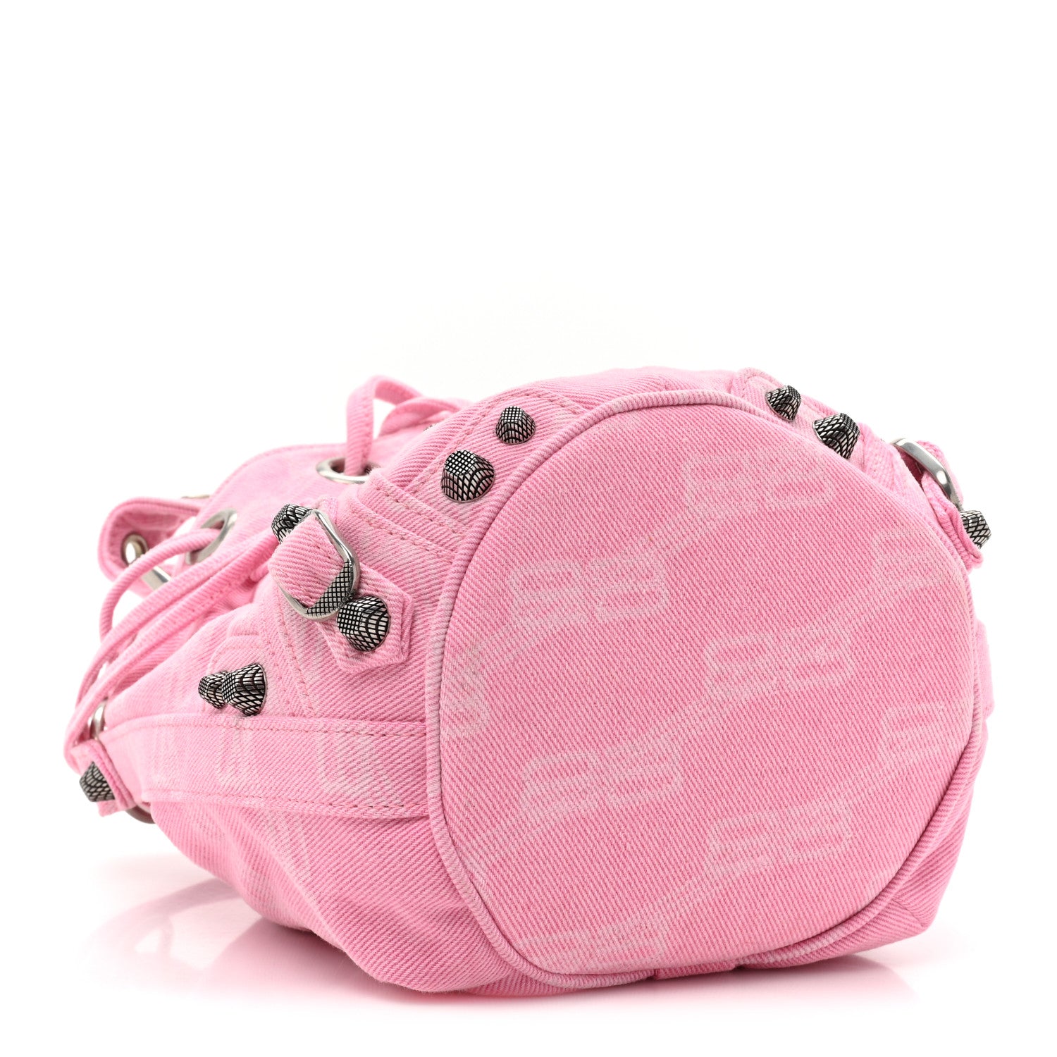 Balenciaga Washed Denim BB Monogram Le Cagole Bucket Bag XS Sweet Pink 4 of 10