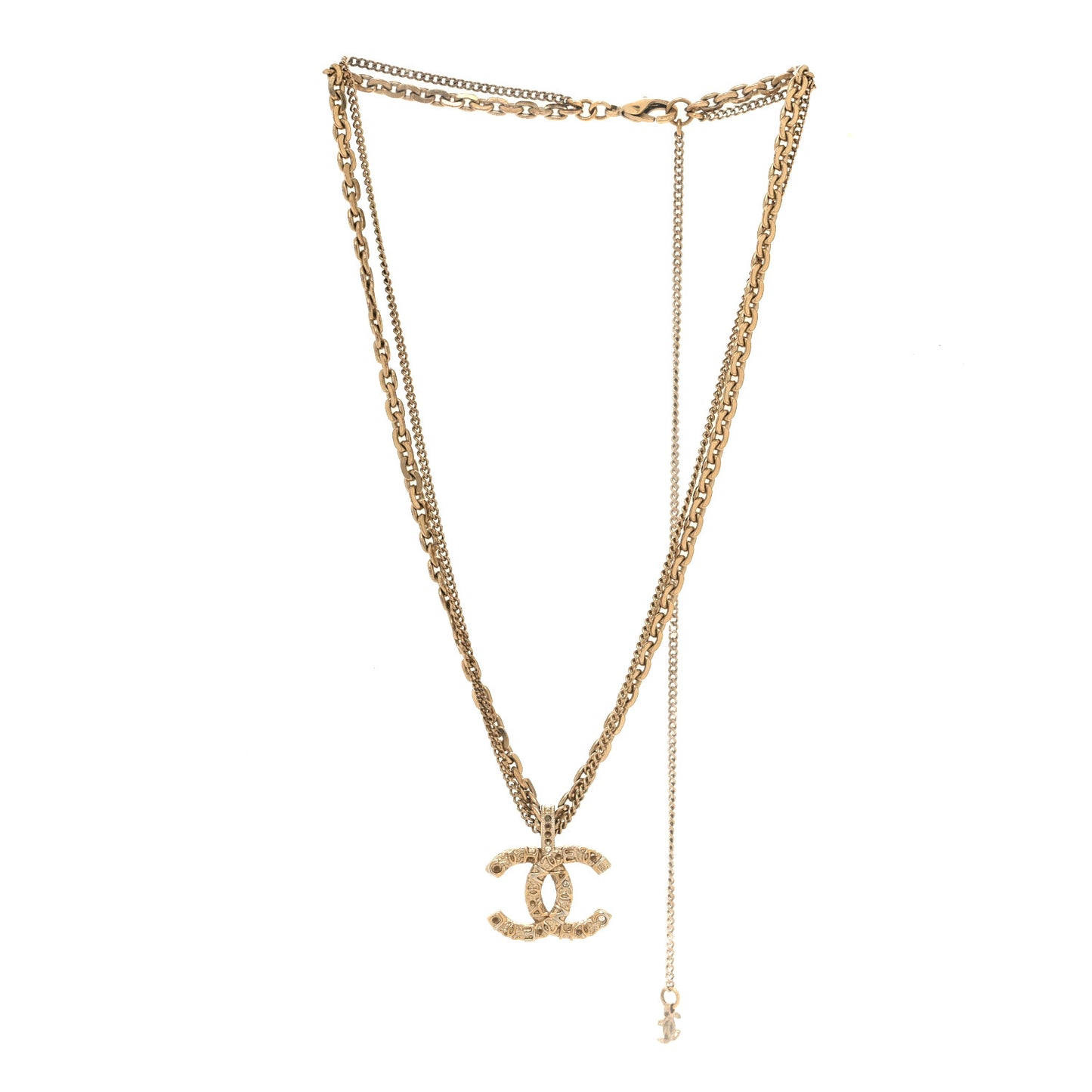 Crystal CC Multi Strand Chain Necklace Gold