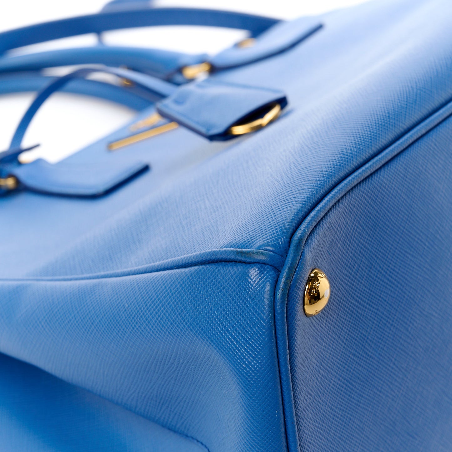 Saffiano Lux Medium Galleria Double Zip Tote Azzurro