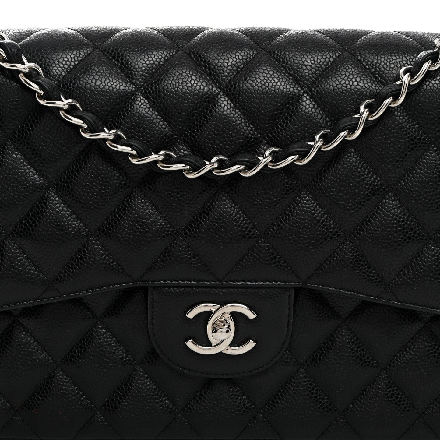 Caviar Quilted Jumbo Double Flap Black
