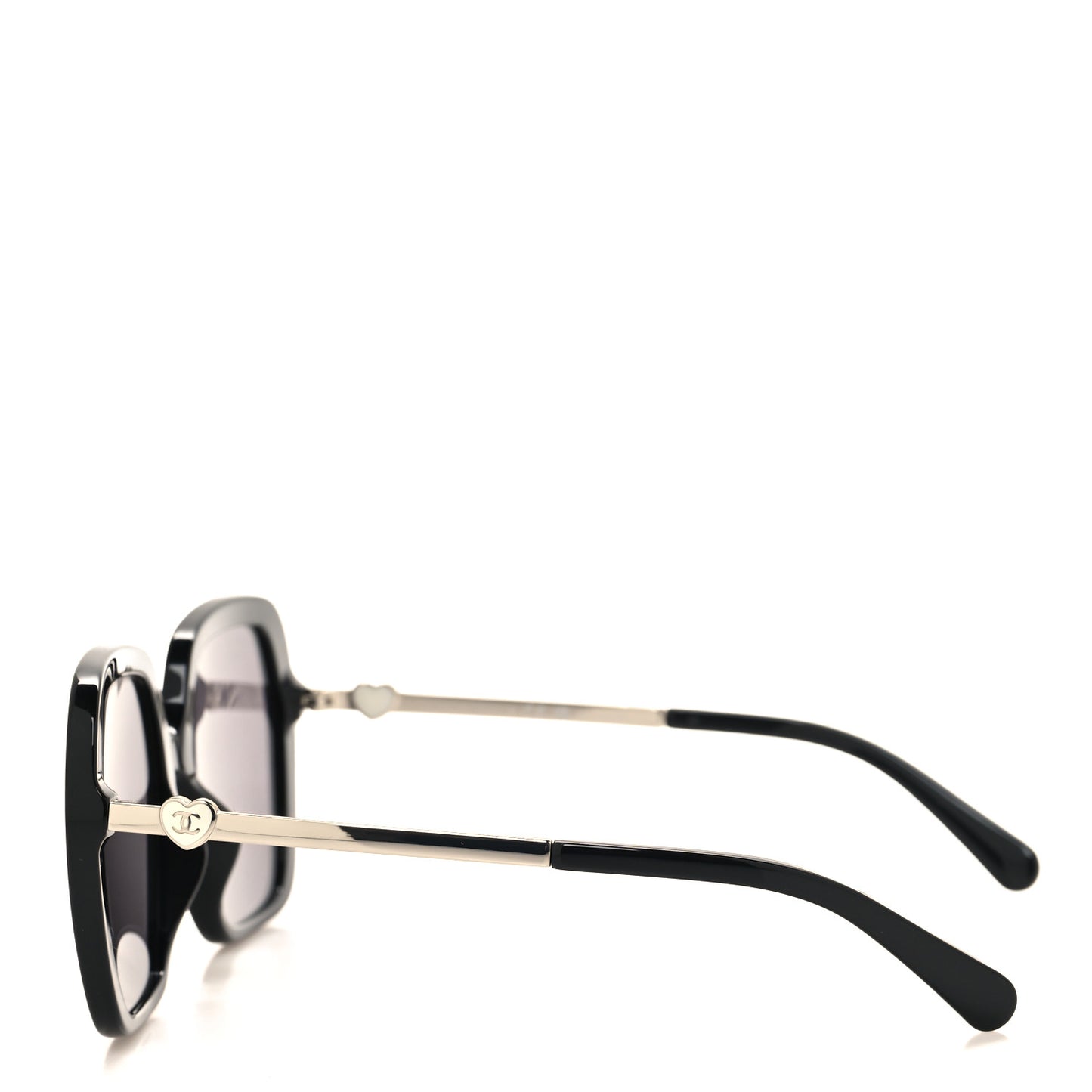 Acetate Polarized Square CC Heart Sunglasses 5521-A Black White