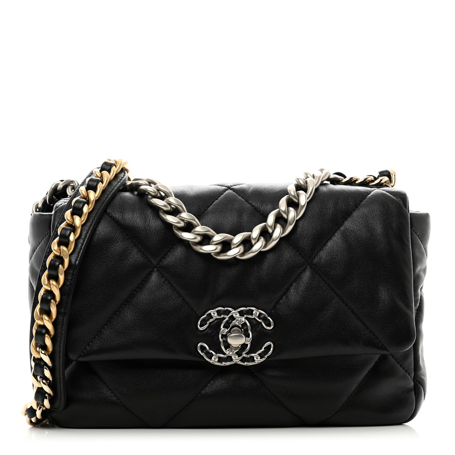 Lambskin Quilted Medium Chanel 19 Flap Black