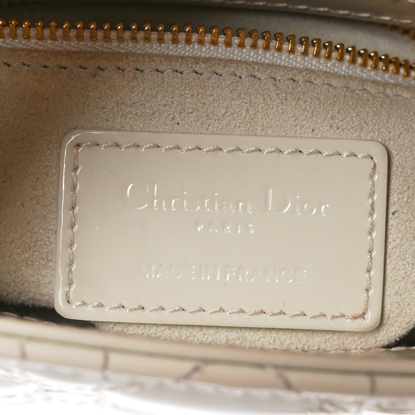 Patent Cannage Mini Lady Dior Latte