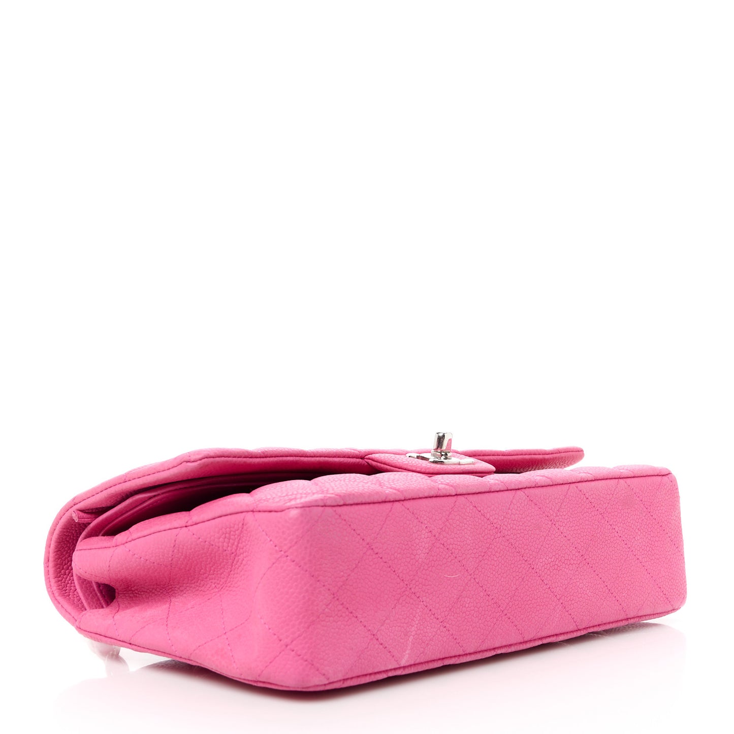 Iridescent Caviar Quilted Medium Double Flap Pink