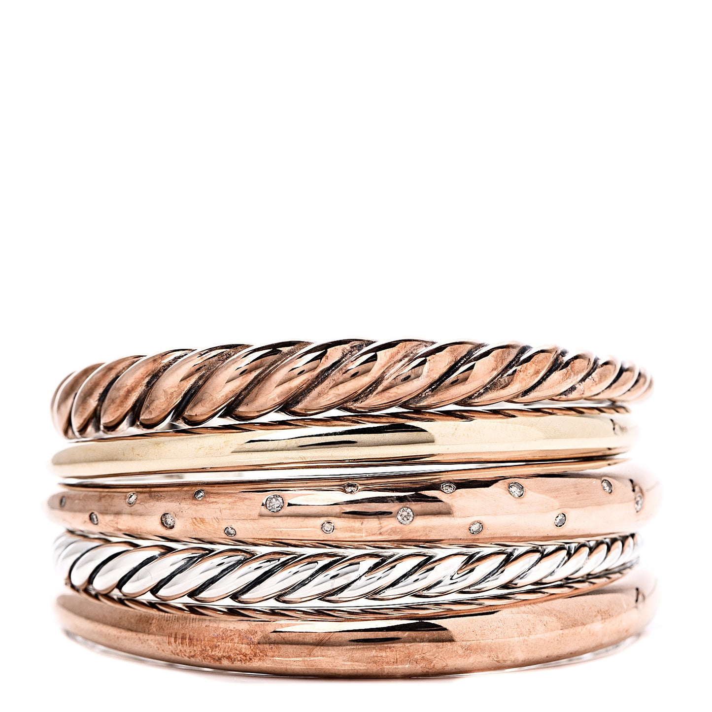Sterling Silver Bronze Diamond Pure Form Bracelet