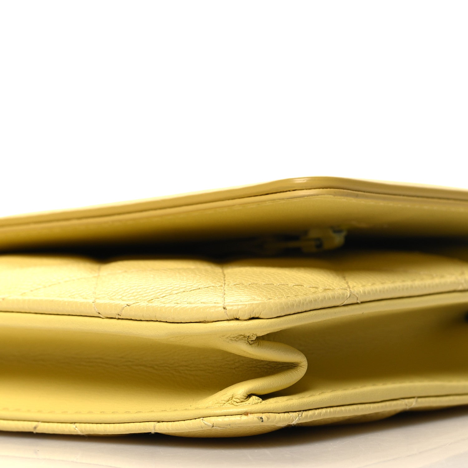Chanel Caviar Quilted CC Filigree Wallet On Chain WOC Yellow 11 of 14