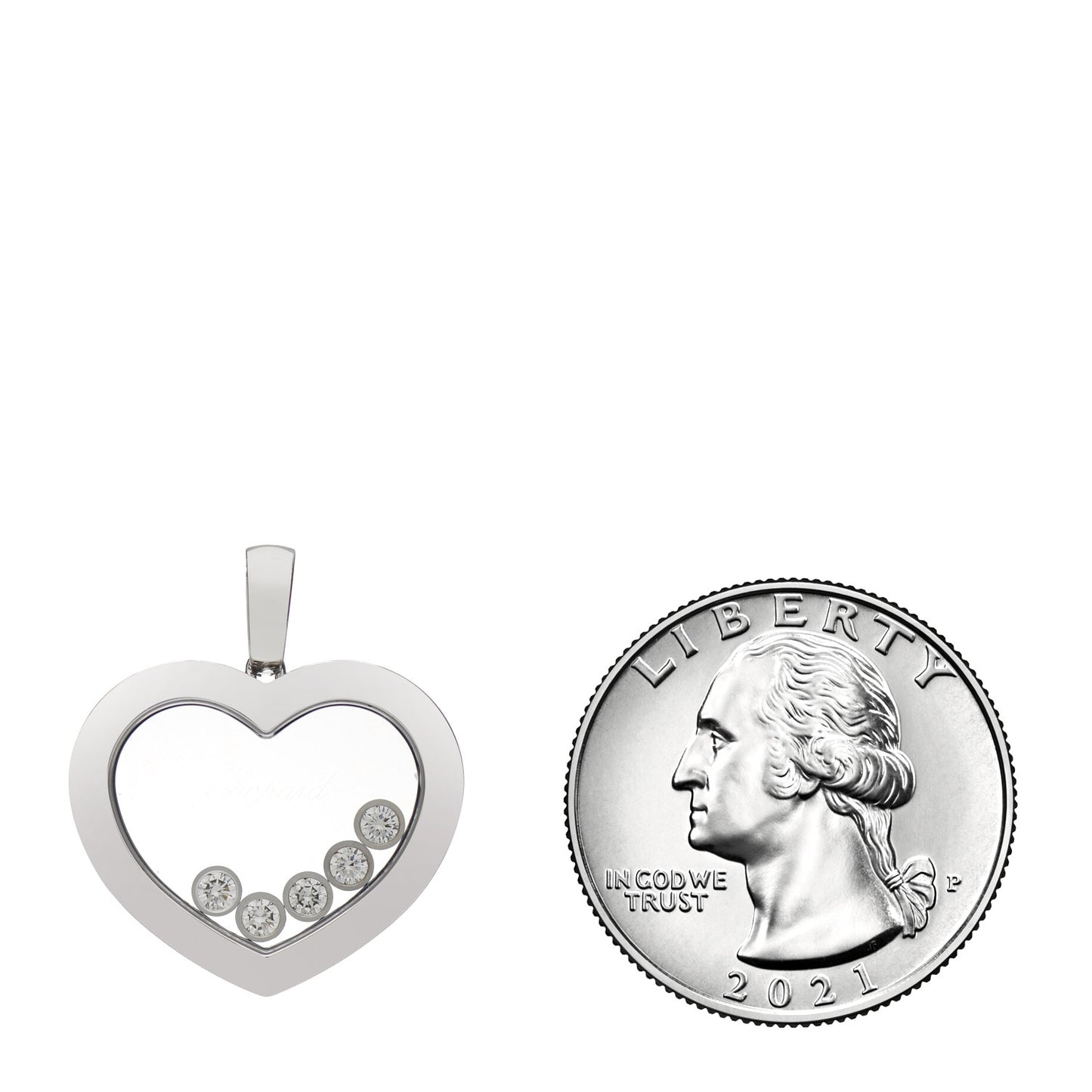 18K White Gold 5 Happy Diamonds Icons Heart Pendant