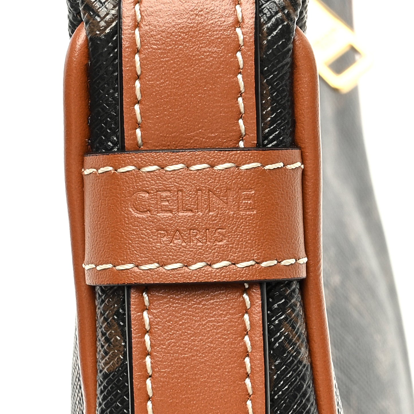 Canvas Calfskin Mini Ava Triomphe Shoulder Bag Tan