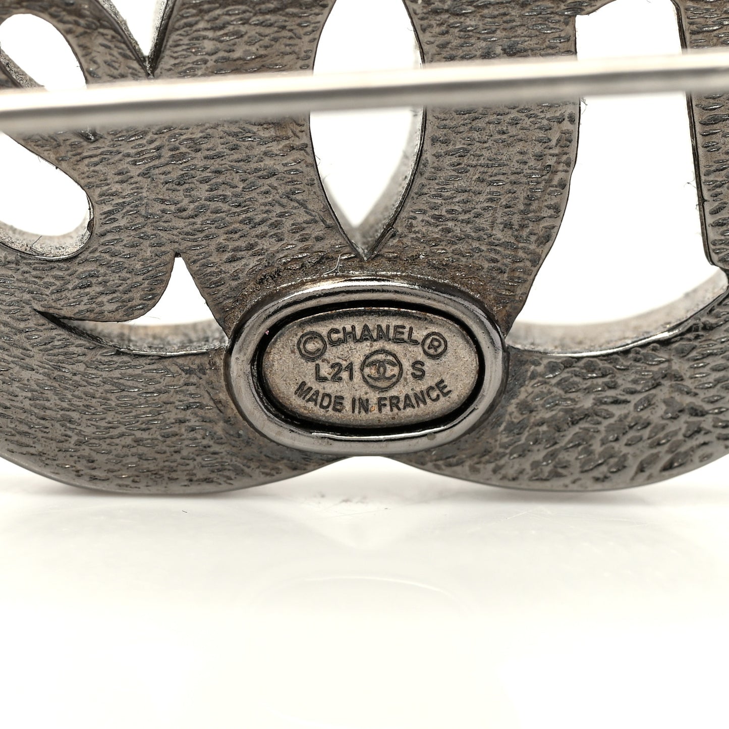 Metal Crystal Forever CC Brooch Silver